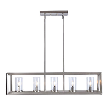 Anna 38.5" Linear Metal/Glass LED Pendant - JONATHAN Y